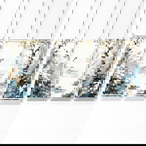 Paintings For Living Room | Set of 3 Chinoiserie Wall art Prints