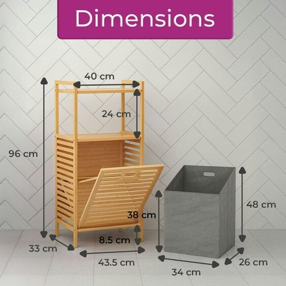 Neo Direct Neo Bamboo Tilt Out Laundry Hamper with 2 Tier Shelves