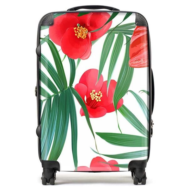 Warren Reed Tropical Flowers And Palm Leaves Hawaiian Suitcase