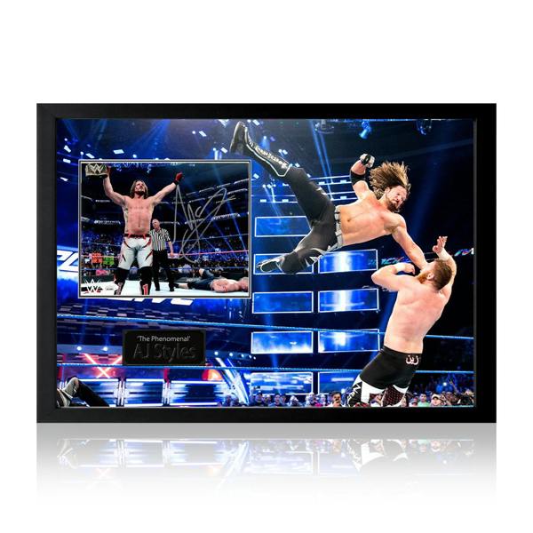 AJ Styles Signed Image Iconic Frame (JSA)