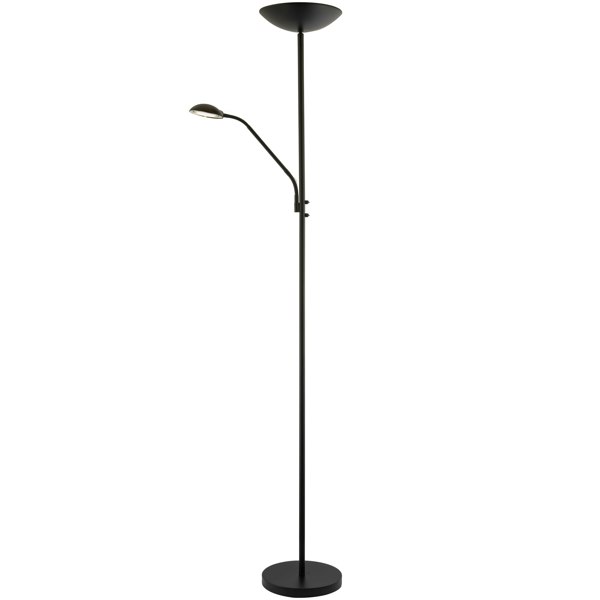 Modern LED Mother and Child Floor Lamp in Matte Black with Memory Dimmer Buttons Image 5