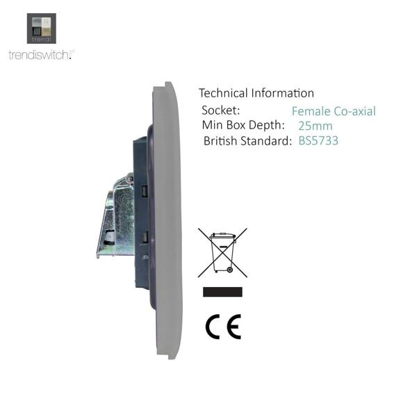Trendi Switch 1 Gang Female Co-Axial Television Socket in Light Grey