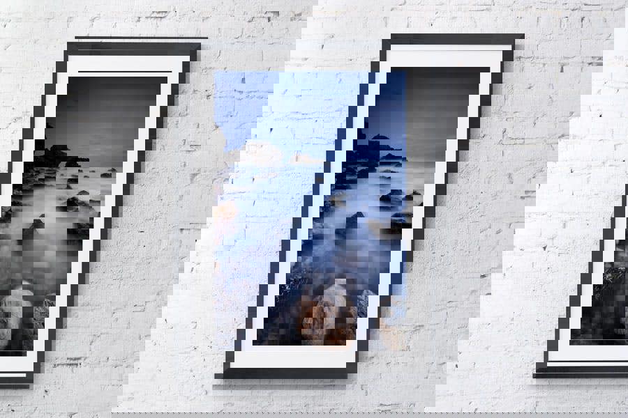 framed coastal seascape wall print for interior design