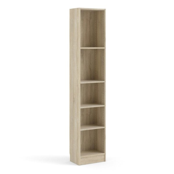 Furniture To Go Basic Tall Narrow Bookcase (4 Shelves) in Oak