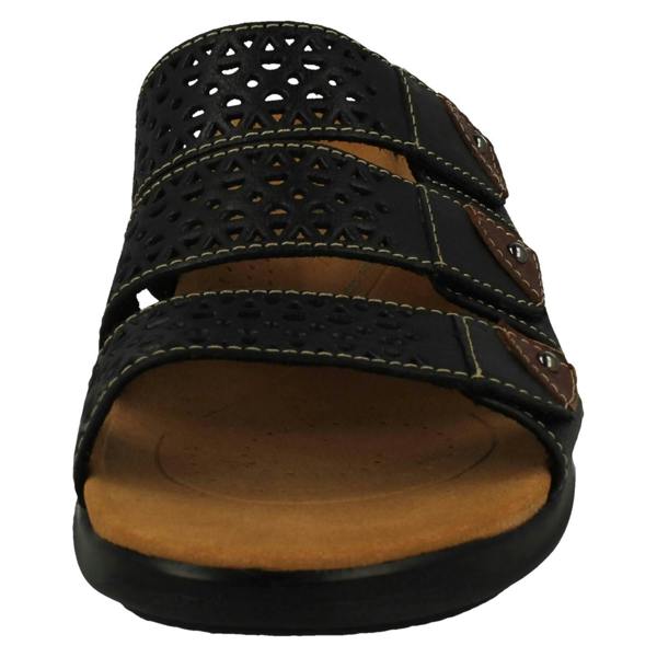 Clarks Ladies Clarks Laser Detailed Adjustable Strap Mule Sandals Kitly Walk