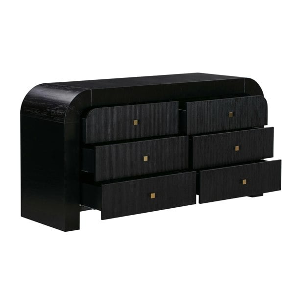 Furniture Edit Hump 6 Drawer Black Dresser Sideboard With Drawers