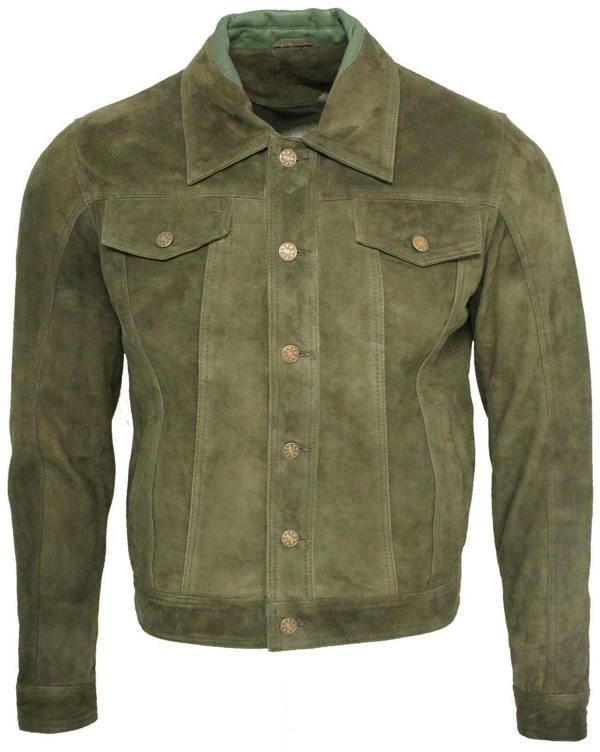 Infinity Leather Mens Goat Suede Leather Trucker Jacket-Taraz