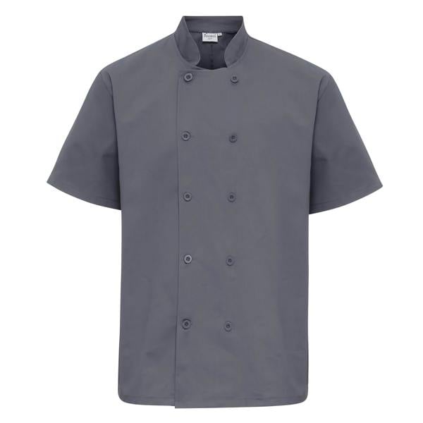 Premier Unisex Short Sleeved Chefs Jacket / Workwear (Pack of 2) - Steel Grey