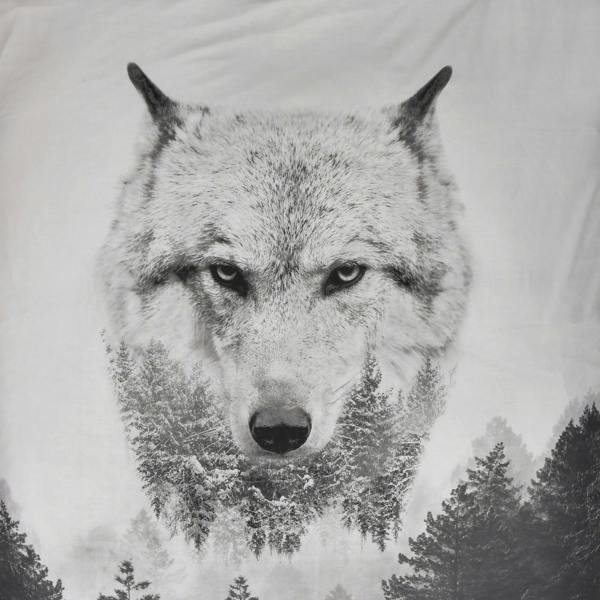 Smart Living Reversible Polycotton Wolf Panel Duvet Cover and Pillowcase Set
