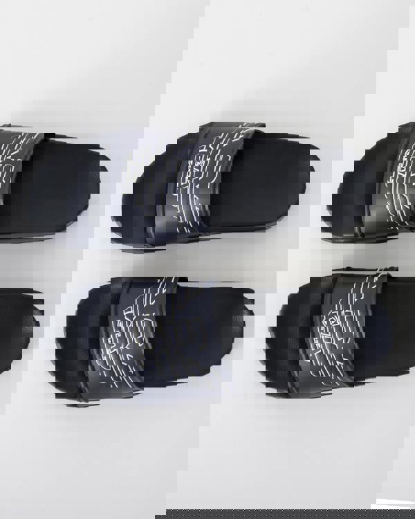 top of Emporio Armani Mens PVC Pool Slides with Eagle Logo in Blue and Whisper White