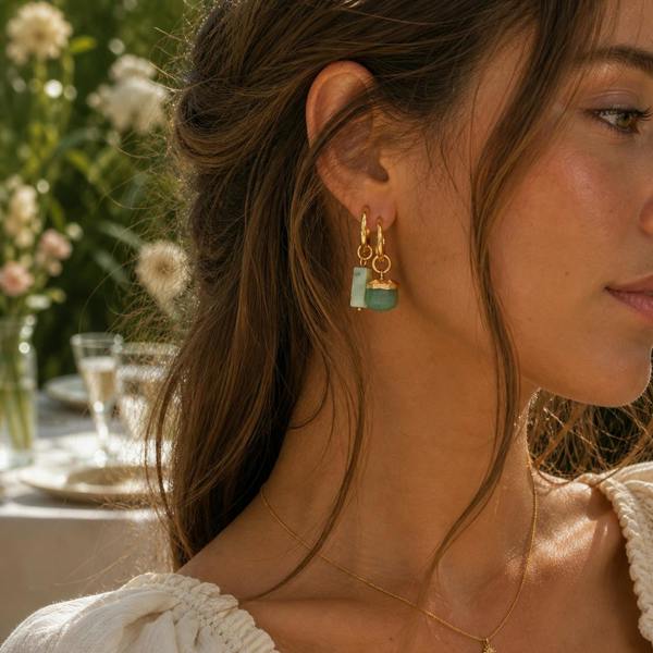 Birdie Mismatch Gold Tone Hoop Charm Earrings LUXE TONES