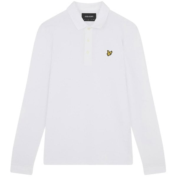 Lyle & Scott Lyle Scott Branded Chest Logo White Long Sleeve Polo Shirt