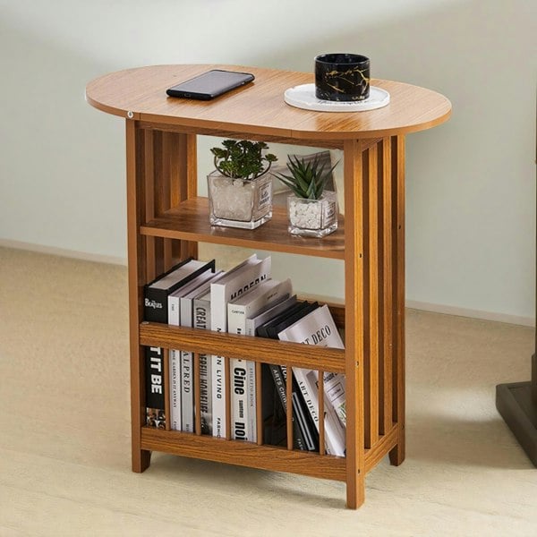 Rafaelo Mobilia Foldable Narrow Side Table Teak