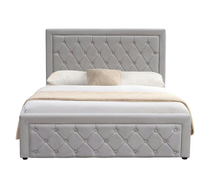 Kosy Koala Ottoman Storage Gaslift Bed 4ft6 Double Grey Velvet With Memory Foam Mattress