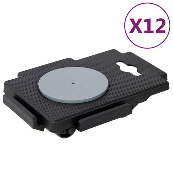 Berkfield Moving Dollies with 8 Wheels 12 pcs Black Polypropylene 150 kg