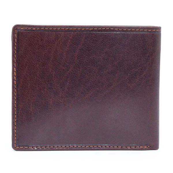 mens rfid leather bifold wallet brown back view