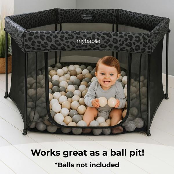 My Babiie Baby Playpen - Grey Leopard