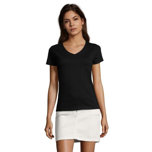 SOLS Womens/Ladies Imperial V Neck T-Shirt - Deep Black