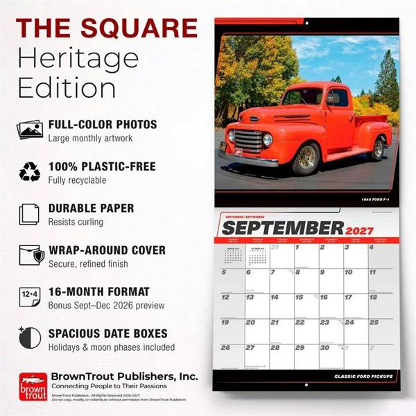 Classic Ford Pickups Calendar 2027, Wall Calendars, Month To View, Transport, Gift