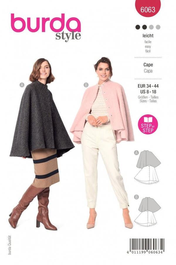 Burda Sewing Pattern 6063 Capes For Women, 8-18 (34-44) - Easy