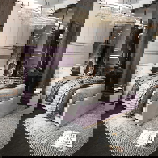 Casa Magna Bentley Upholstered Soft Velvet Metal Bed Frame - Pink