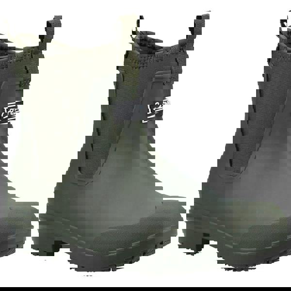 Cotswold Grosvenor Womens Pull On Ankle Wellie Wellington, olive green waterproof ankle rubber boot for women with pull-on design and durable sole.