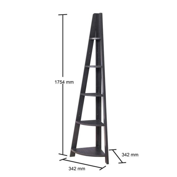Timber Art Design Riva Scandinavian Retro 5 Tier Corner Ladder Bookcase Shelf Unit