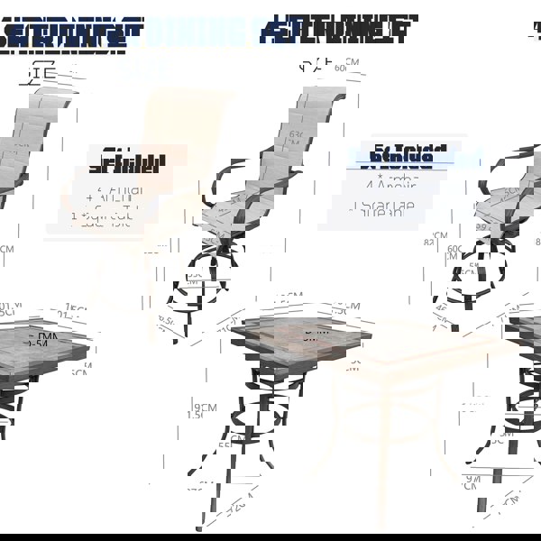 Furniture One 5 Piece Patio Dining Set, 4 Seater Swivel Garden Dining Table and Chair Set with Tesling Swivel Chairs