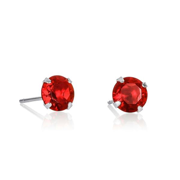 namana Dainty Red Solitaire Stud Earrings in 925 Sterling Silver For Women