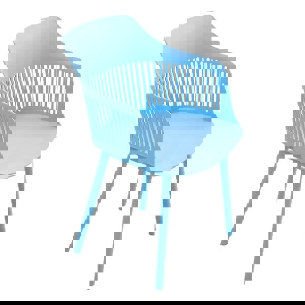 Vibrant Blue Plastic Chair, Set of Four, Durable and Lightweight Living and Home