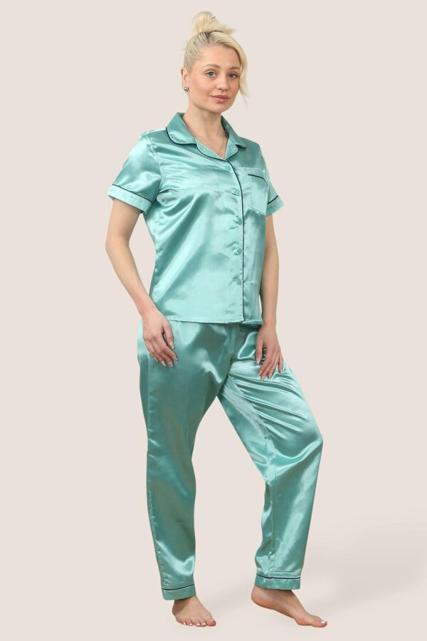 Luxe Satin Short Sleeve PJ Set – Mint Dream Comfort
