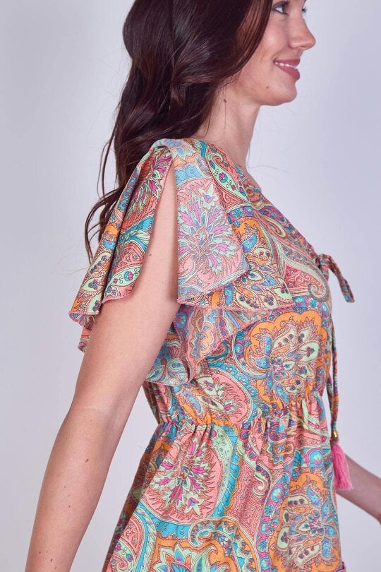 Elaina Fashion Mini Dress – Effortless Boho Style with Paisley Print