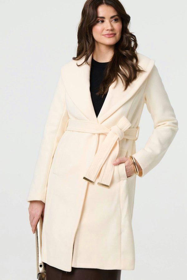 Ivory | Wrap Front Tie Waist Coat