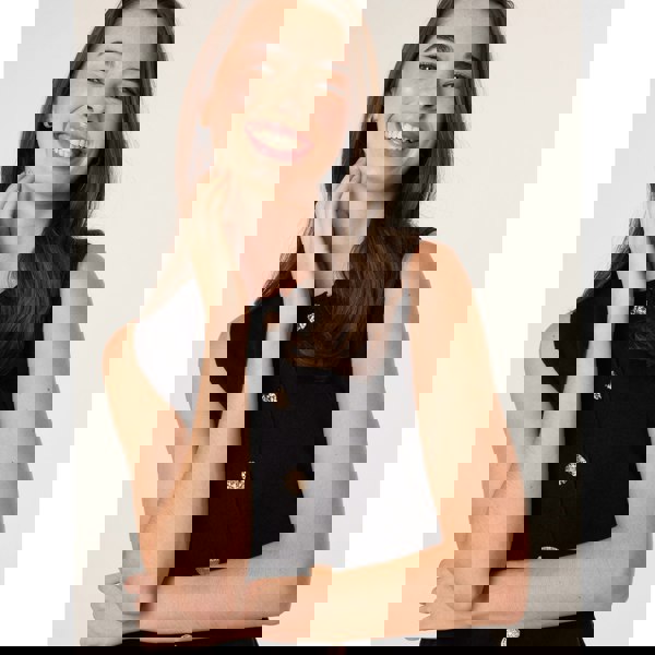 Blue Vanilla Button Front Tailored Vest