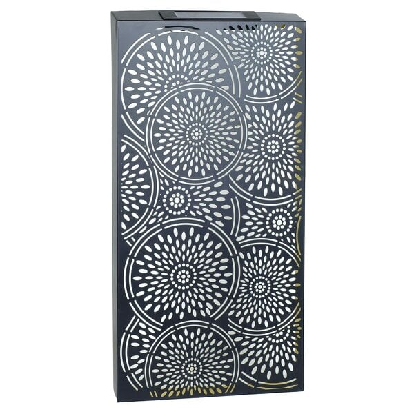 EDH Door Hardware Large Metal Moroccan Solar Wall Panel – 70 x 30 x 5 CM | Solar-Powered Outdoor Wall Art | Weatherproof Decorative Garden Panel