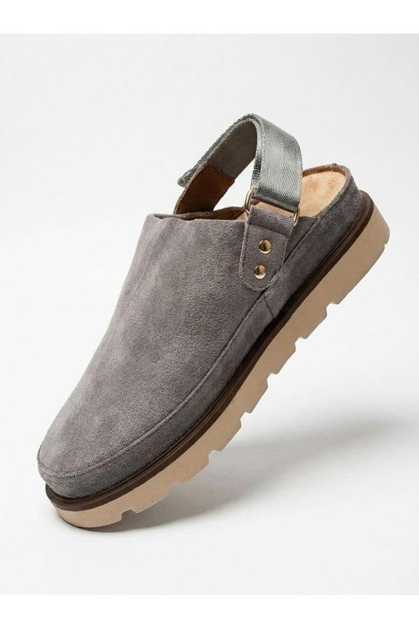 Tara Womens Suede Convertible Slingback Clogs - Grey