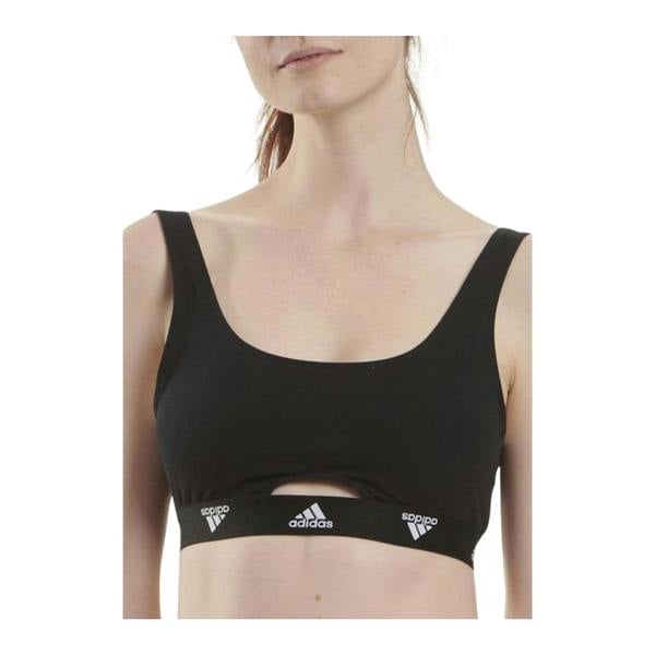 Adidas Womens/Ladies Cotton Scoop Neck Comfort Bralette - Black - 