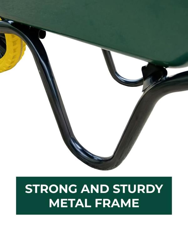 Bristol Tool Company 1894 Super Mucker Heavy-Duty Wheelbarrow Green With 150kg/120l Capacity, Strong Deep Plastic Pan, Twin Handles, Solid Wheel