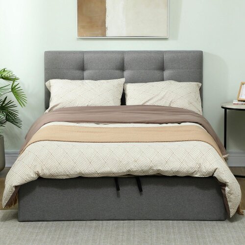 Wyld Haus Sutto 4FT6 Double Ottoman Bed with Gas Lift Storage Grey