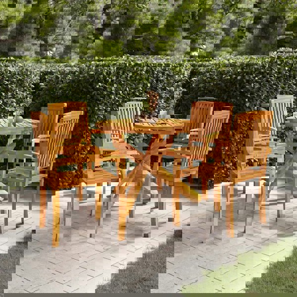 Berkfield 5 Piece Garden Dining Set Solid Wood Teak