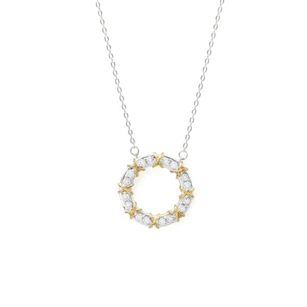 Say It With Luxe Kiss Circle Pendant Necklace - Silver & Gold