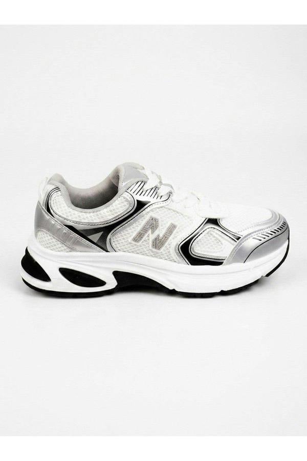 Harper Womens Chunky Sole Mesh Panel Trainers - Silver