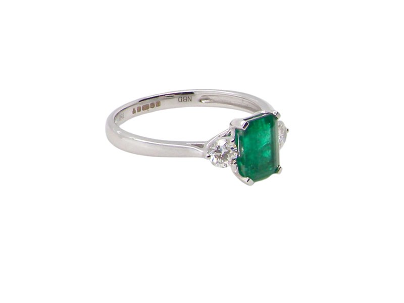 Vintage Tom Three Stone Emerald & Diamond Ring