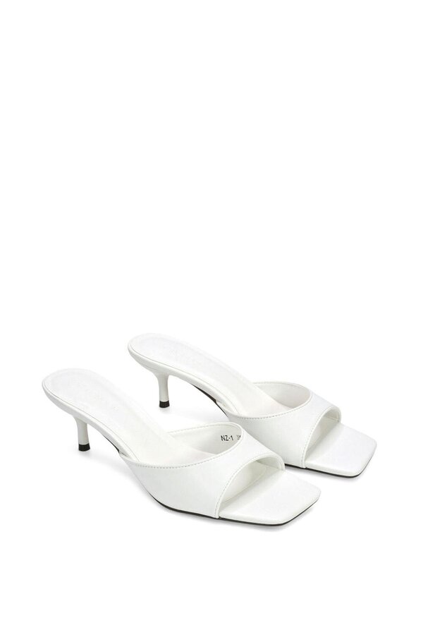 XY LONDON Square Toe Kitten Heel Slip On Heeled Sandal Mules