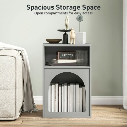 Wyld Haus Sarayo Faco Grey Bedside Table With 2 Open Storage