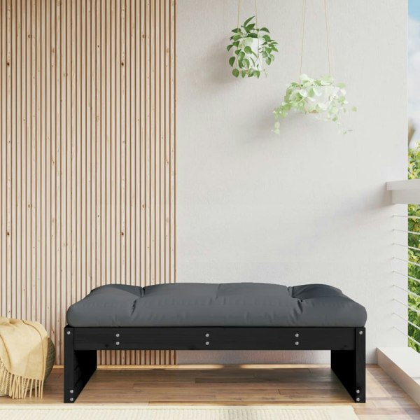 Berkfield Garden Footstool Black 120x80 cm Solid Wood Pine