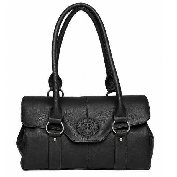 London Leathergoods Genuine Cow Nappa Leather Twin Handle Bag