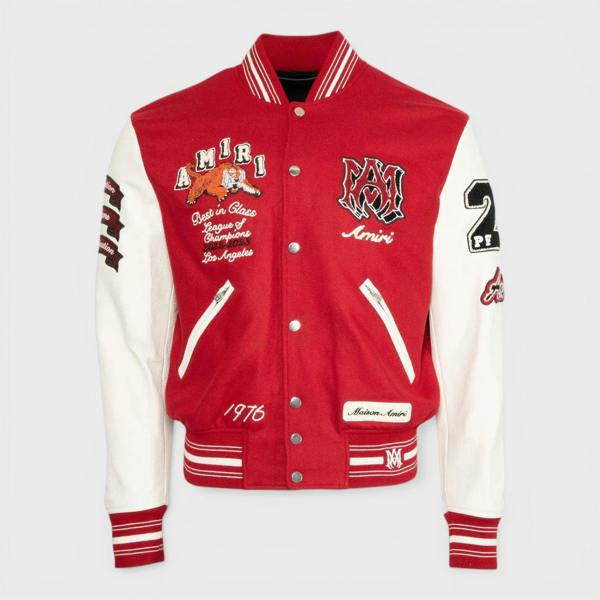 Amiri Patch Varsity Bomber Jacket Red