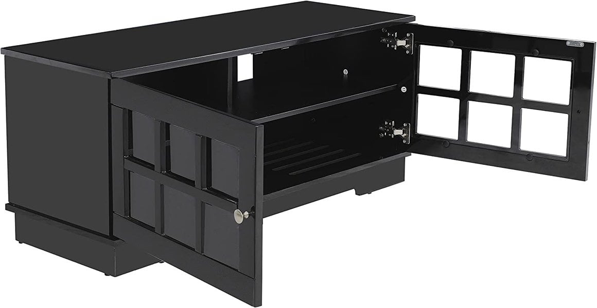 MDA Designs Hamilton Black Freestanding Traditional TV Cabinet with Storage Elegant Classic Design for Flat Screen TVs up to 55"