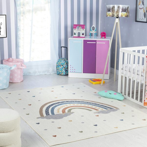 Livabliss Lillian LLL2348 Kids Beige Orange Blue Washable Rug
